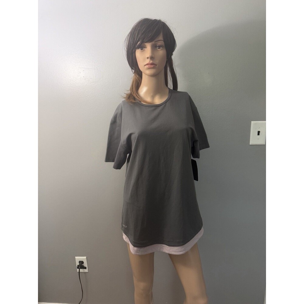 BYLT Shirt Womens S Gray Drop Cut Tee Dual Layer Workout Gym Athletic Shirt NWT